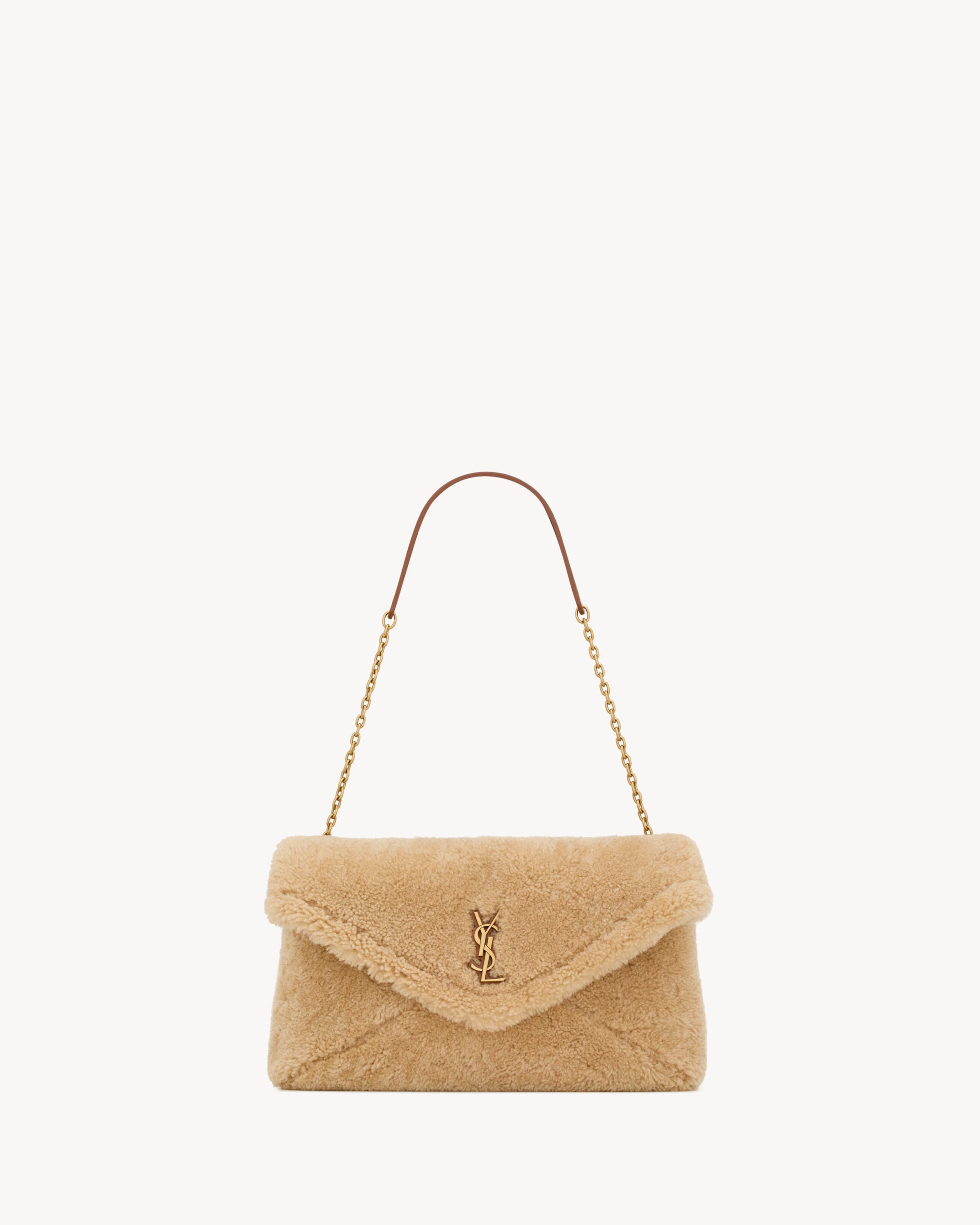 YSL CASSANDRE large pouch on chain in shearling - Image 1